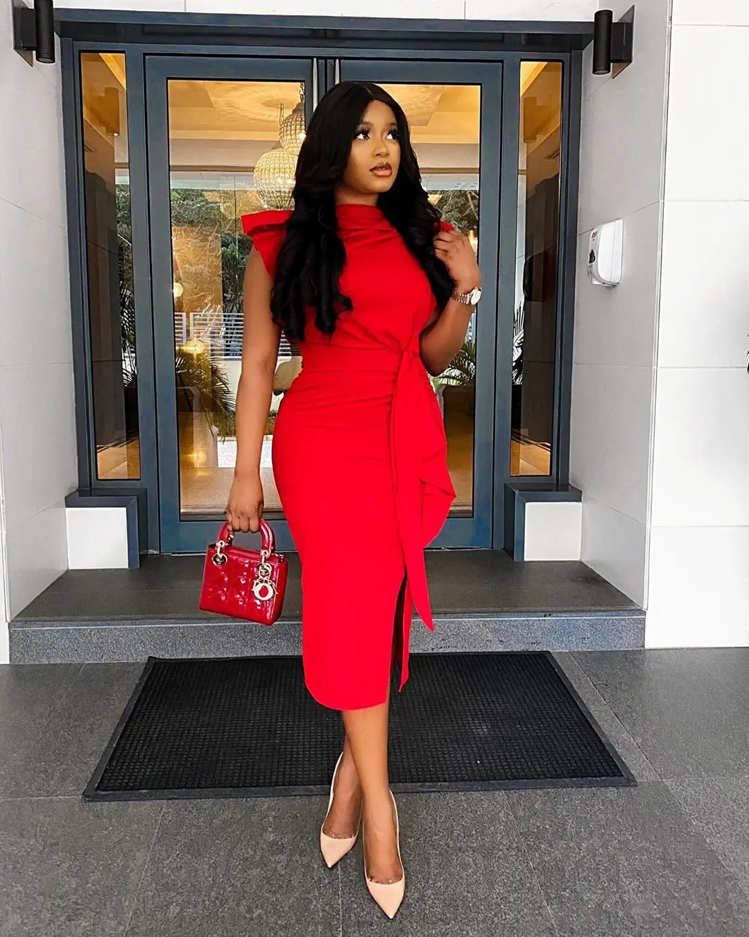 EOENKKY Plus Size Women's Dress Bow Fashion Slit Large Size Cross-border Trade Pencil Skirt Wholesale Dropshiping Customize