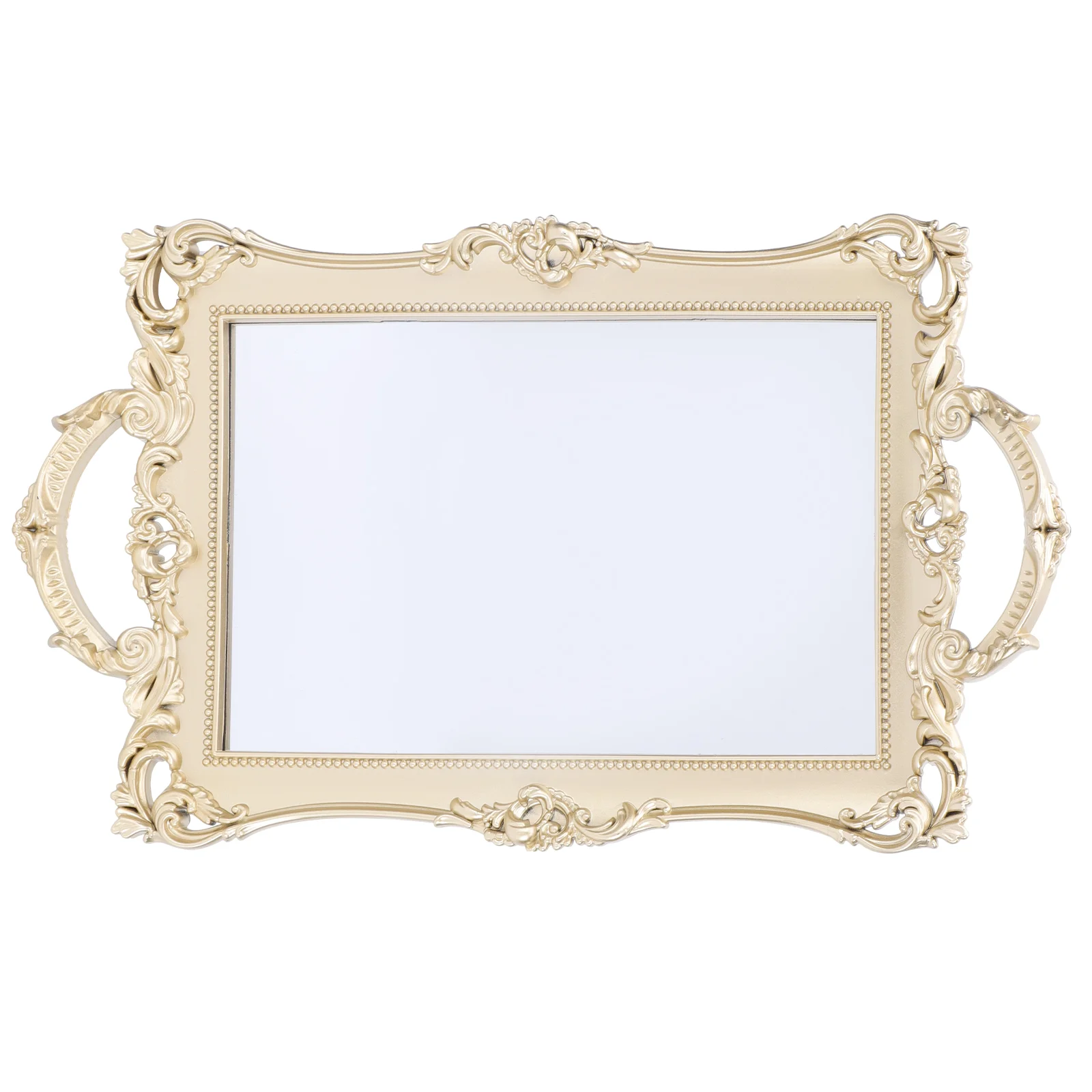 

Ring Perfume Storage Organizer Room Decor Tray Gold Vintage Mirror Golden Retro Plate Makeup Home