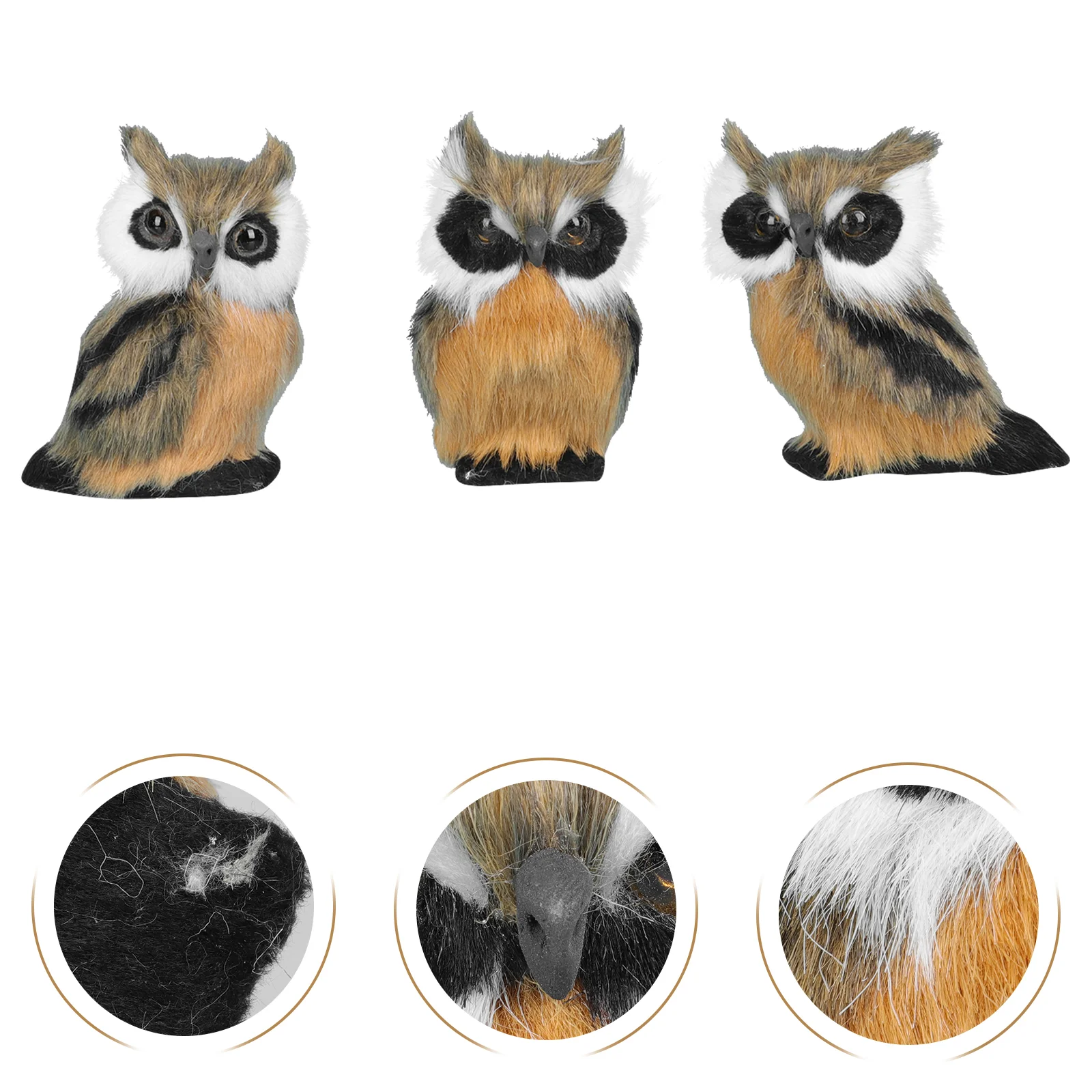 

3 Pcs Accessories Simulation Owl Christmas Decor Standing Ornament Plastic Static