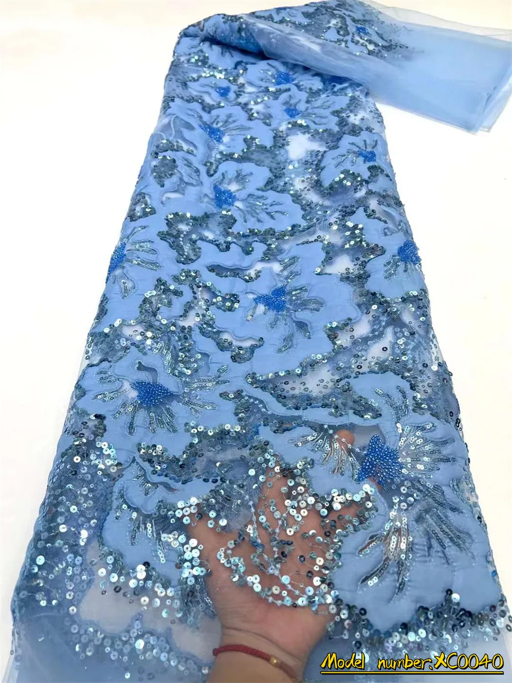 

Свадебные нигерийские африканские бусины OEMG Royalblue для невесты, кружевные ткани высокого качества, кружевной материал, французская Тюлевая ...