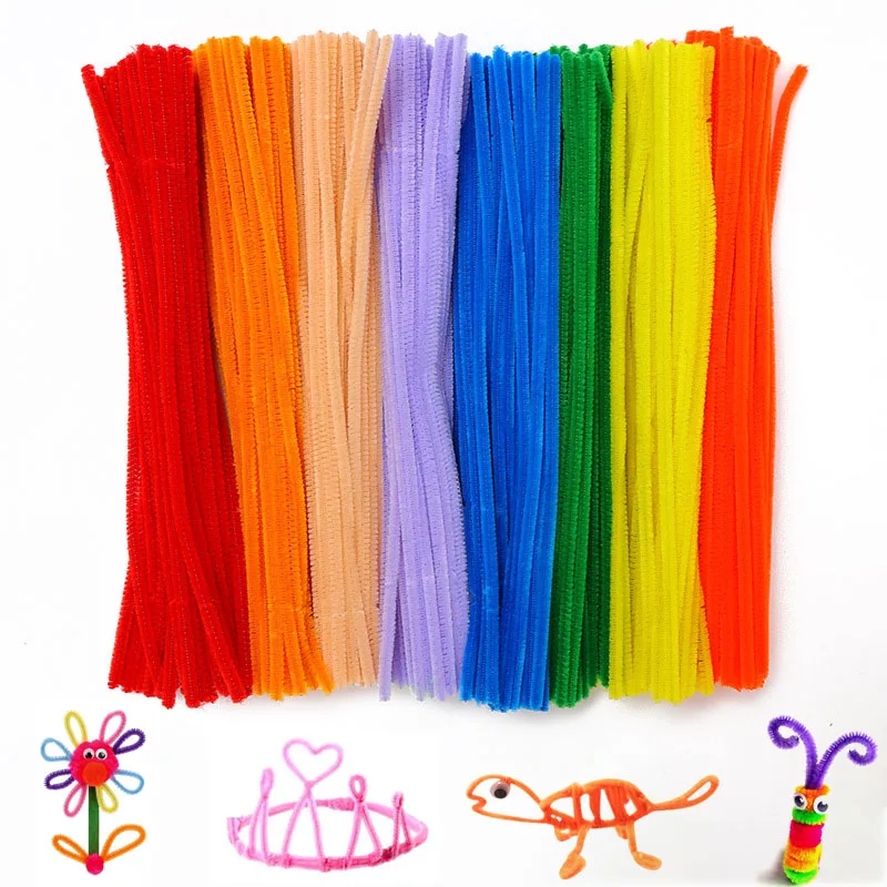 

50pcs Plush Wire Sticks Chenille Stems Pipe Cleaners Kids Children's Educational Toys Handmade Art Crafts Material DIY Supplies