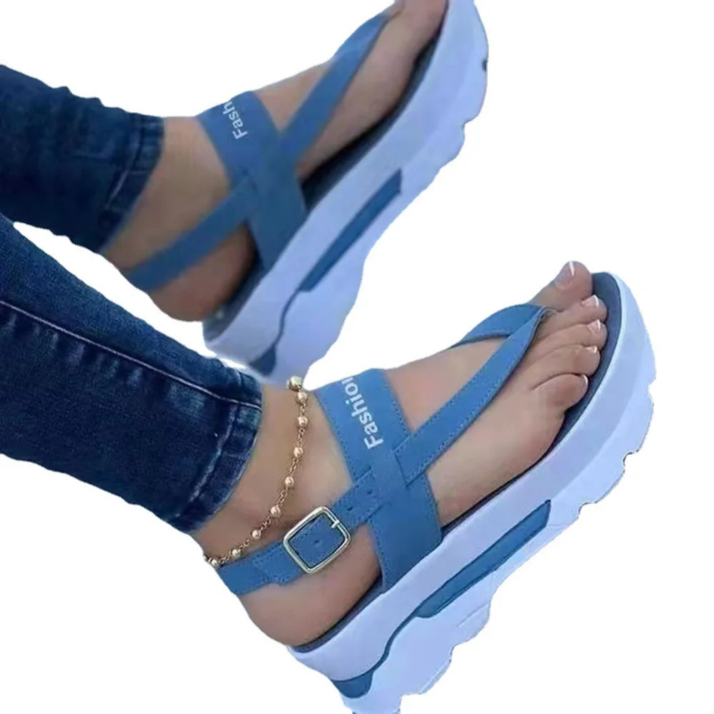 Summer Platform Ladies Sandals Wedge Solid Color Flip Flops Fashion Female's Sandals Outdoor Light Casual Woman's Roman Sandals