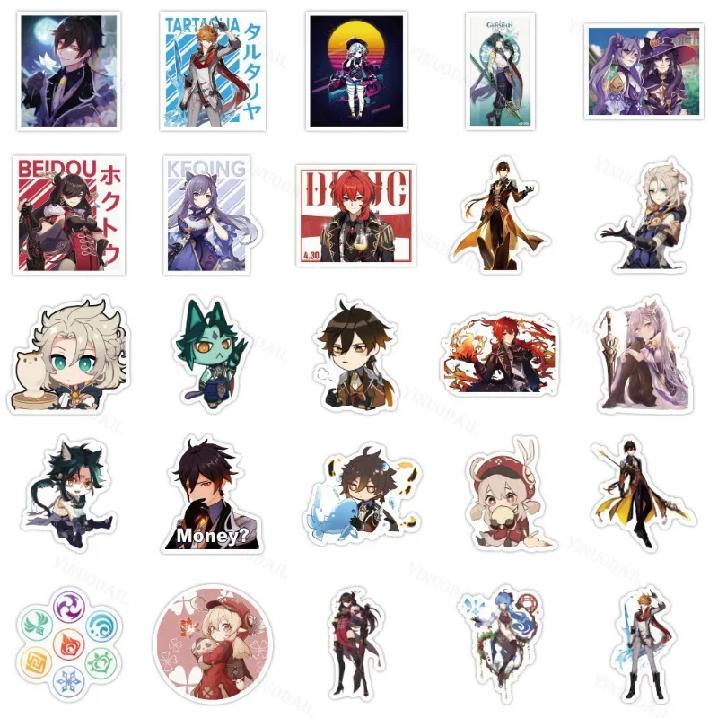 100 шт. аниме Genshin ударные наклейки Kawaii Наклейки с рисунками DIY ноутбук багаж