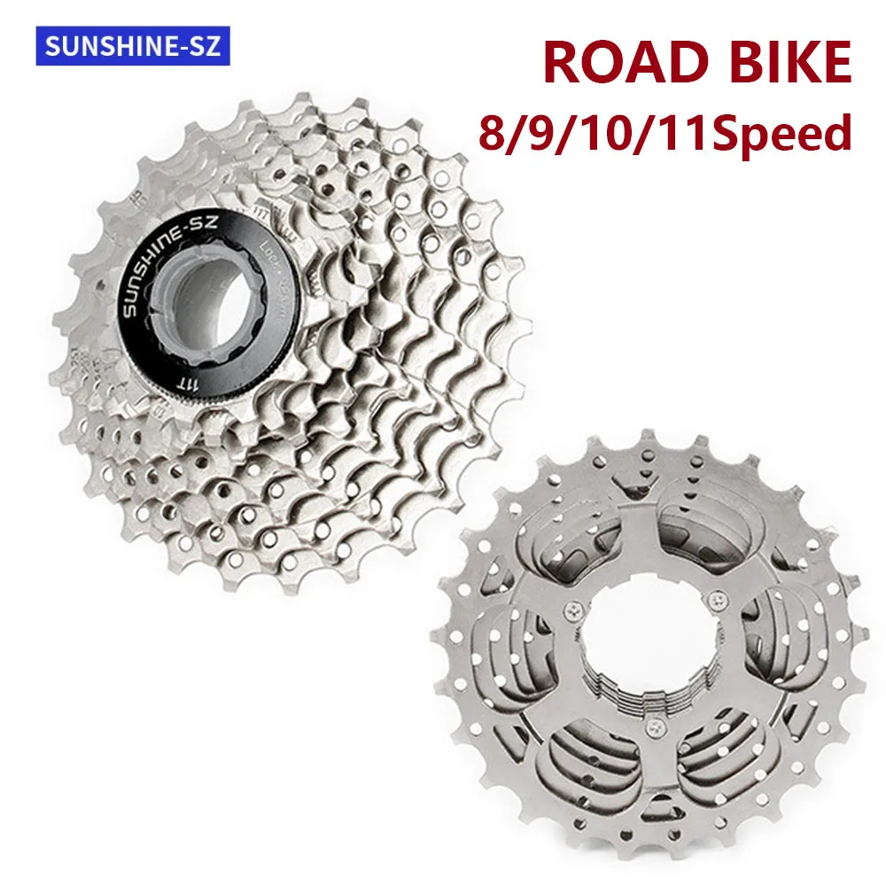 

SUNSHINE Road Bike Cassette 8 9 10 11 Speed 11-23T/25T/28T/30T/32T/34T36T Bicycle Flywheel K7 Sprocket for Shimano HG Hub