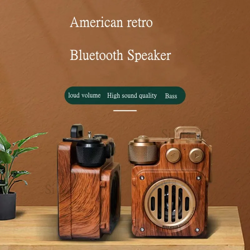 American Retro High-power Speaker Wireless Portable Subwoofer Mini FM Radio Outdoor Small Steel Gun Creative Caixa De Som Boombo