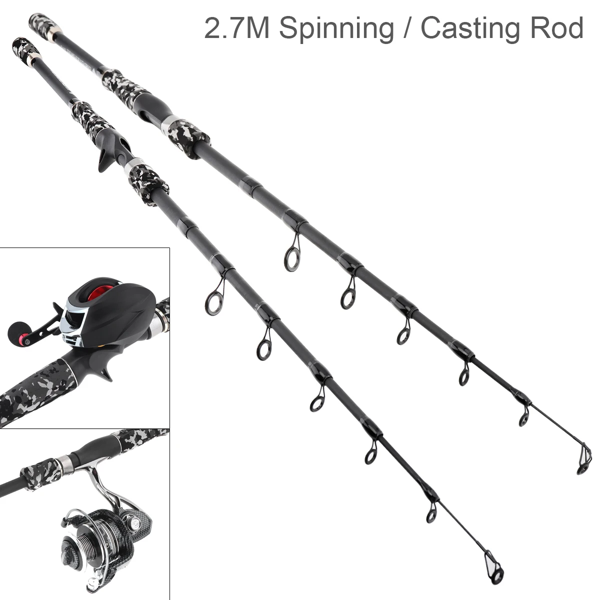 2 7 м серая камуфляжная Удочка из углеродного волокна для ловли на приманку