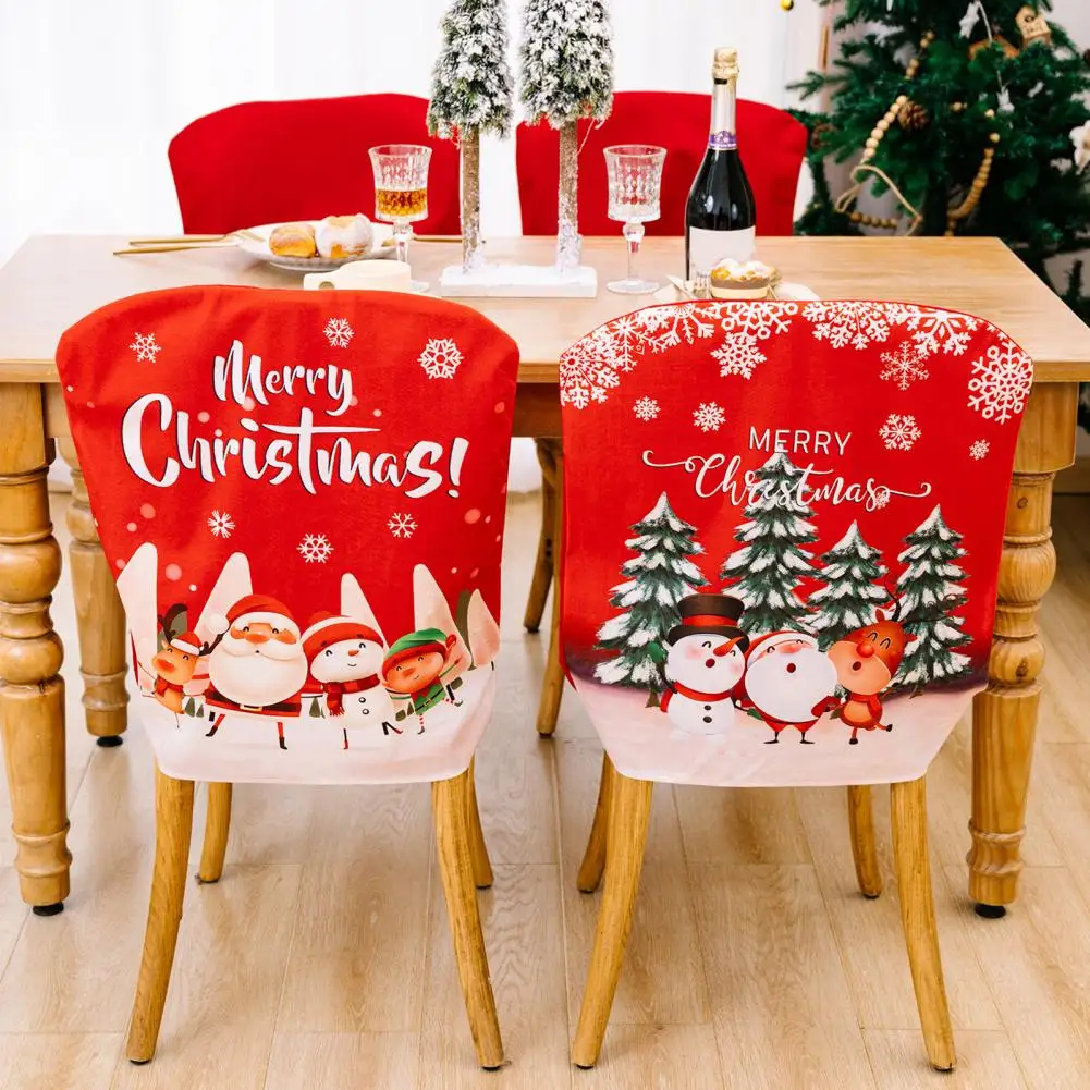 

Christmas Decoration Letter Print Lightweight Snowflake Xmas Chair Back Cover for Christmas