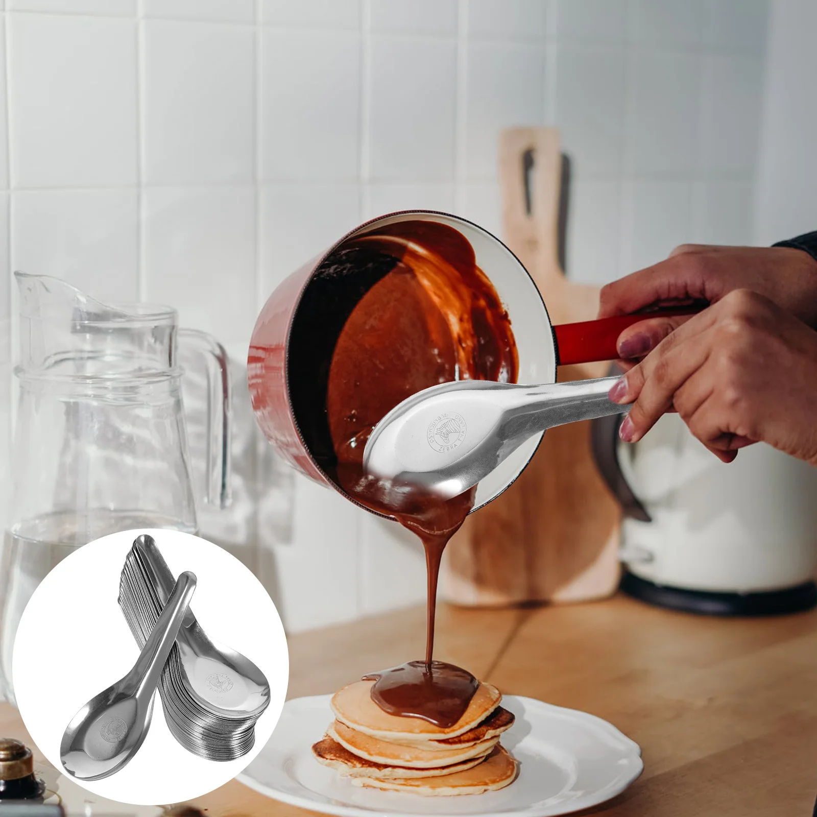 

50 Pcs Asian Soup Spoons Kitchen Dinnerware Sauce Serving Spoon Tableware Table Spoons Stainless Steel Ramen Soup Spoons