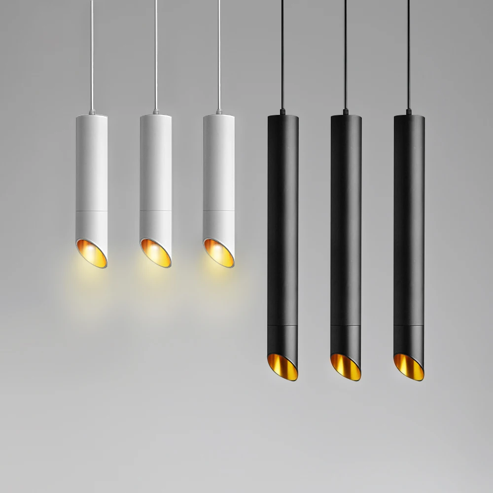 

Cylinder Dimmable LED Pendant Lights Long Tube Lamps Kitchen Dining Room Shop Bar Decoration Cord Pendant Background Lights