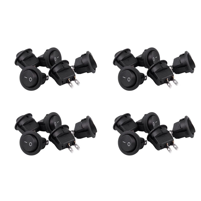 

20Pcs SPST Black Button On/Off Round Rocker Switch AC 6A/250V 10A/125V