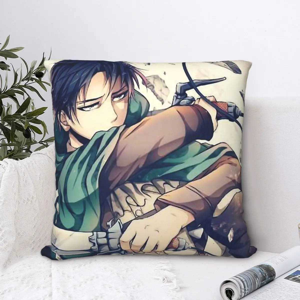 

Attack On Titian Levi Cojines Throw Pillow Case Cushion Home Sofa Chair Print Decorative Coussin