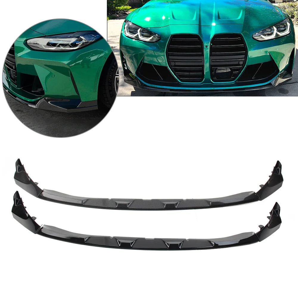 

3Pcs/Set Car Front Bumper Lip Spoiler Body Kit Accessories For 2021 2022 2023 BMW G80 M3 G82 G83 M4 Glossy Black/Carbon Fiber