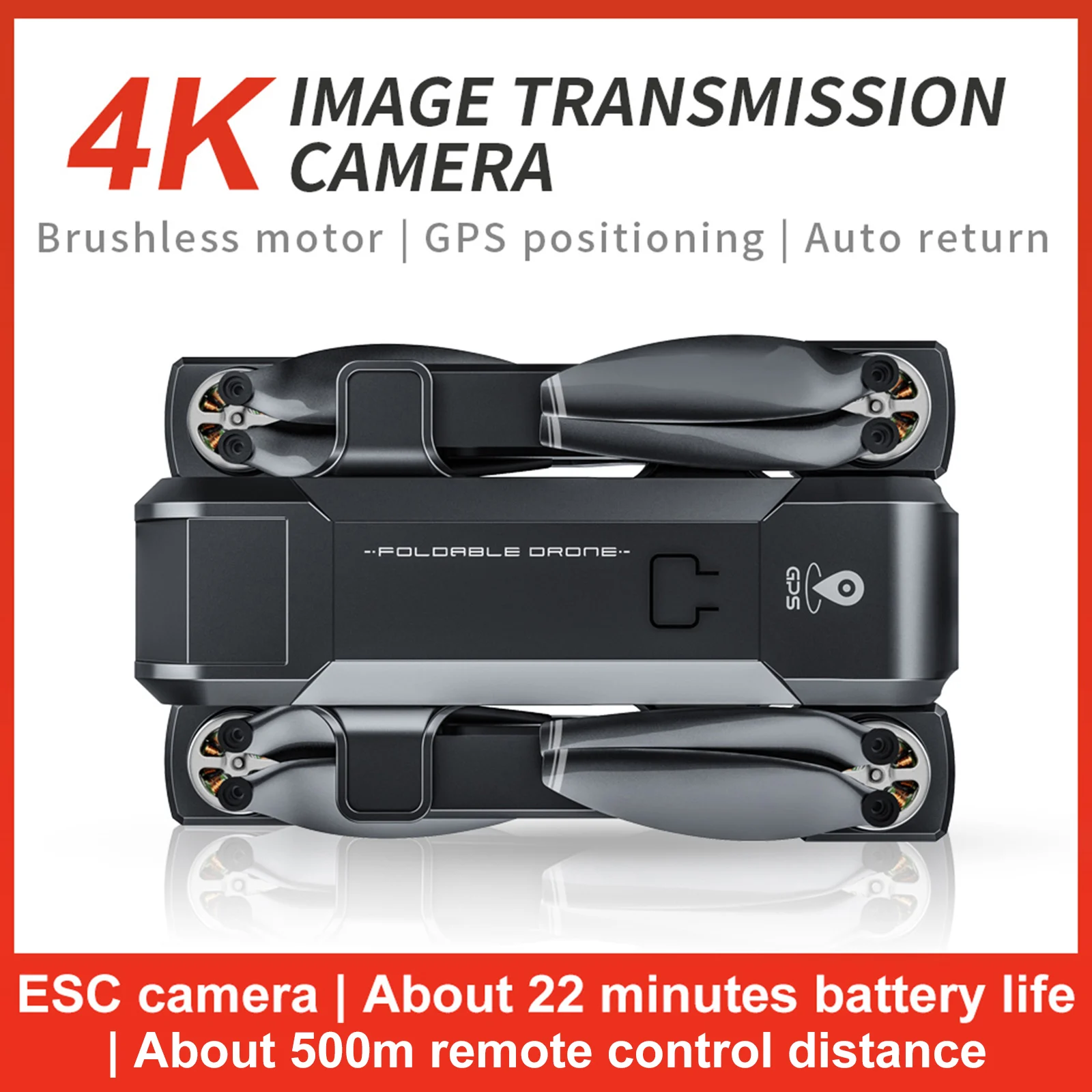 

Aerial Photography Foldable Quadcopter 4K HD Camera 2.4GHz Remote Control Quadcopter Brushless Motor Headless Mode for Beginners