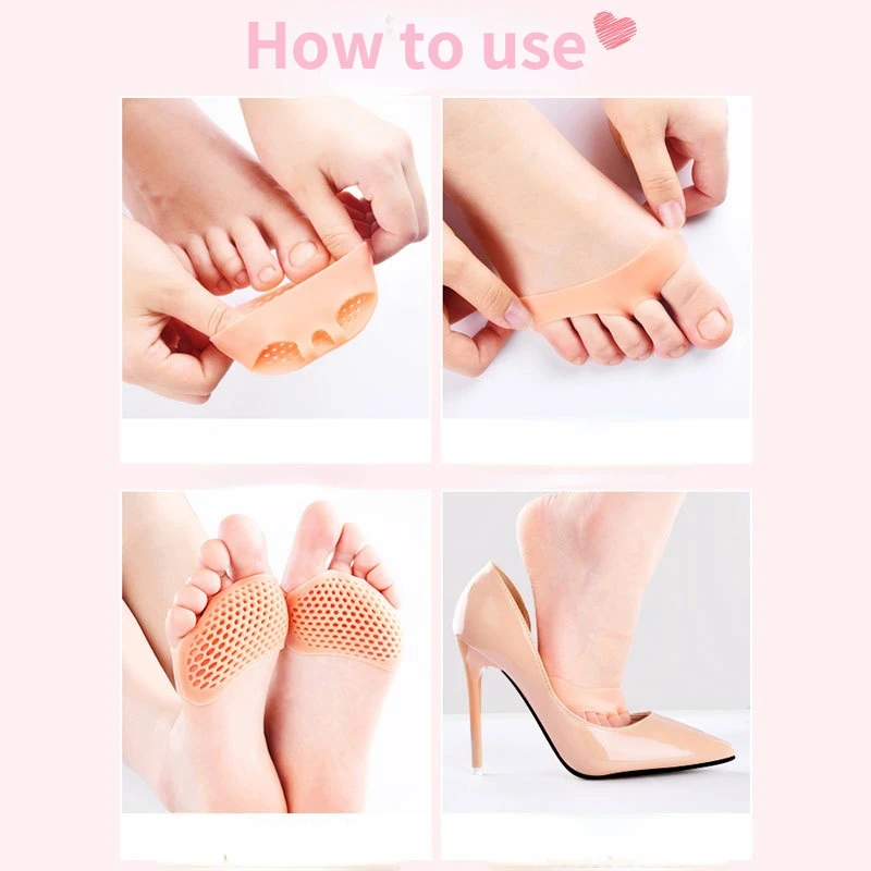 Silicone Soft Foot Pads Women High Heel Honeycomb Front Palm Pad Breathable Health Care Shoe Insole Insert Of His Foot Pad