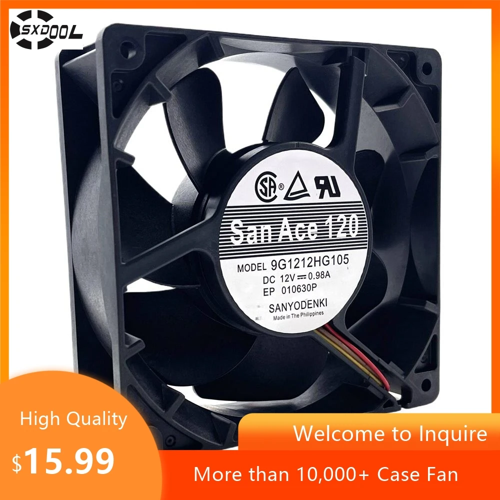 120 мм 12038 12 В 9G1212HG105 Серверный вентилятор с двумя шарикоподшипниками 120x120x38 высокий