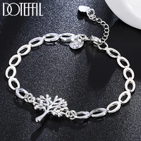 doteffil 925 sterling silver tree heart chain bracelet for women fashion charm wedding engagement party jewelry