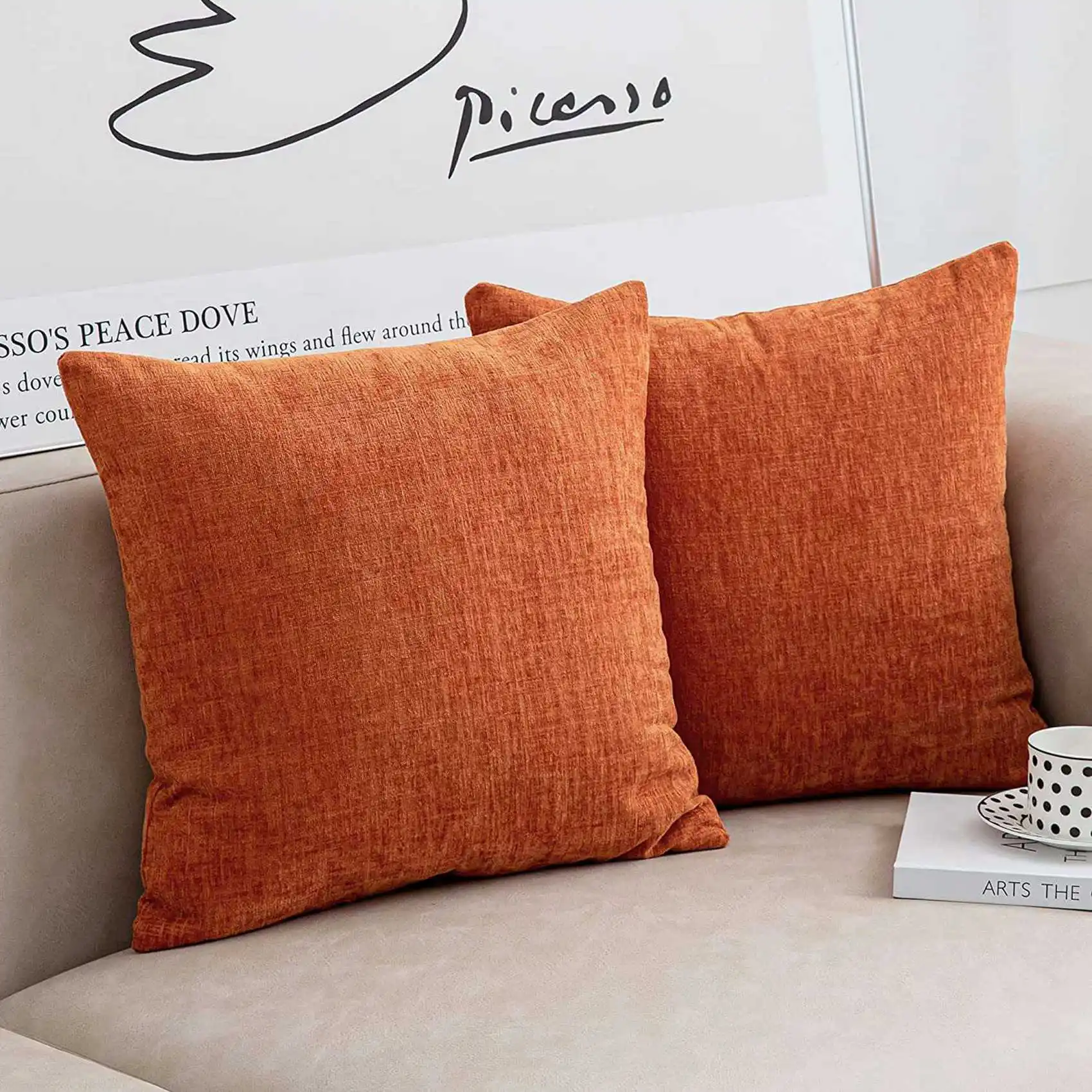 Наволочки SEWS-Burnt Orange, 18x18 дюймов, набор из 4 штук, в современном стиле фермерского дома, декоративные наволочки для подушек, квадратные чехлы для подушек (art.: 3920d503aa106) - 3920d503aa106