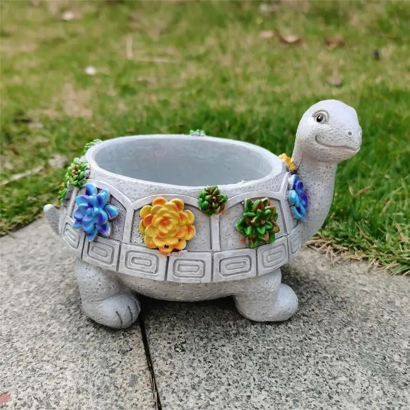 

Succulent Turtle Pot Resin Plant Pot Sea Animal Flower Pot With Drainage Hole Tabletop Ornament Cute Flower Design Home Decor