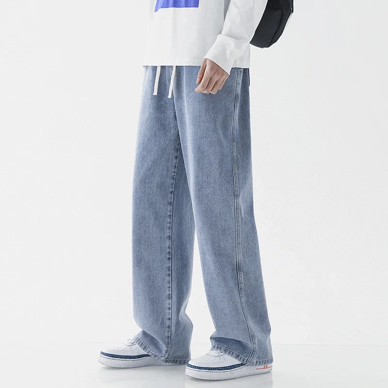 Новинка 2025 корейские мешковатые джинсы Мужские повседневные джинсовые