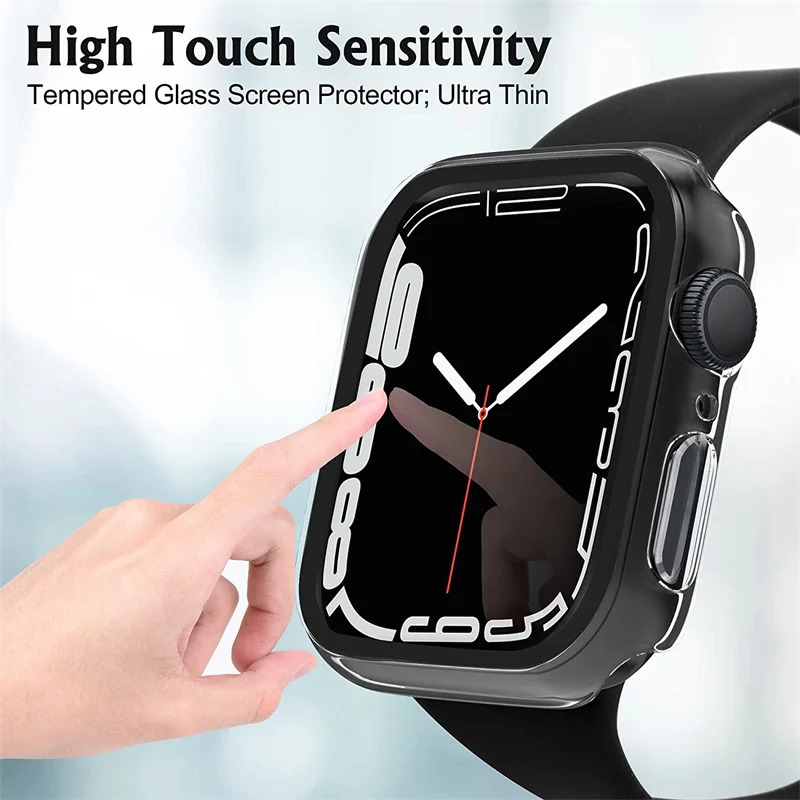 Стекло и крышка для apple watch series 8 7 6 5 4 3 SE iWatch Защитное стекло Watch чехол 44 мм 40 42 38 45 41 -