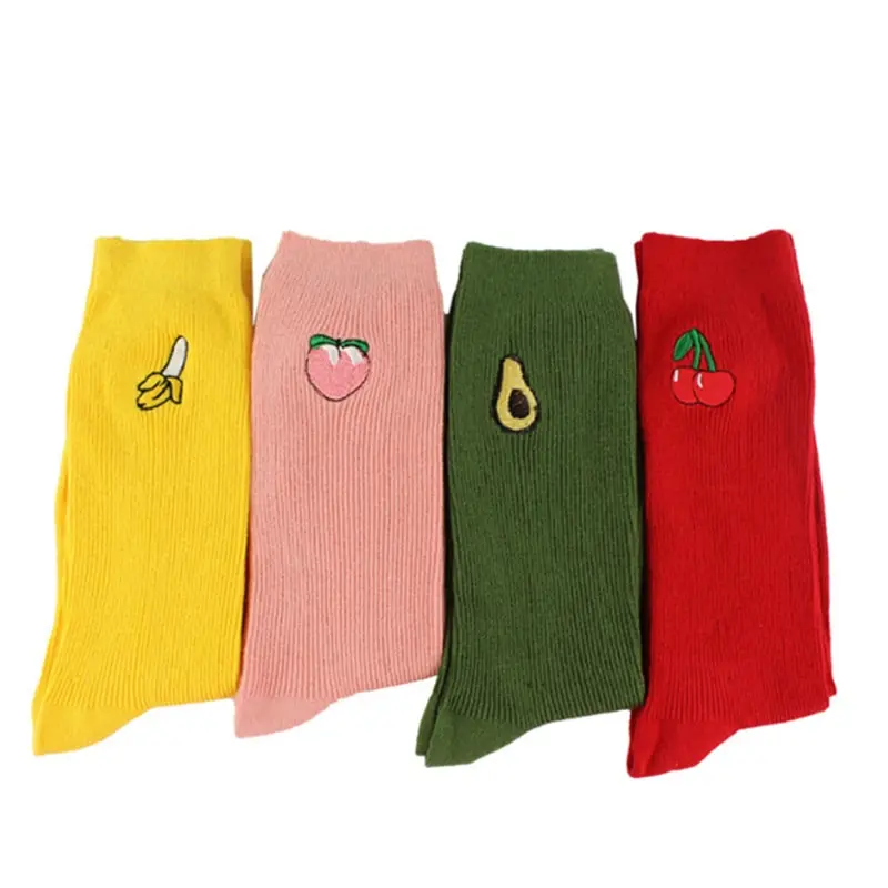 

Korean Pile Heap Socks Embroidery Long Section Of Cotton Socks Retro Cute Comfortable Fruit Banana Cherry Pear Pattern Socks