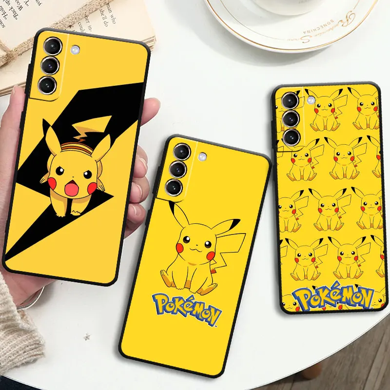 

Pikachu Cute Case For Samsung Galaxy S23 S22 S20 S21 FE S10 Plus S23Plus S21FE Modelo Black Capa Phone Fundas