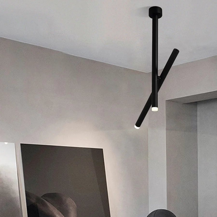 

Потолочный Светодиодный Светильник направленного света, поворотная лампа в скандинавском стиле с COB матрицей, длинными трубками, для украшения гостиной, спальни, кухни, 220 В переменного тока