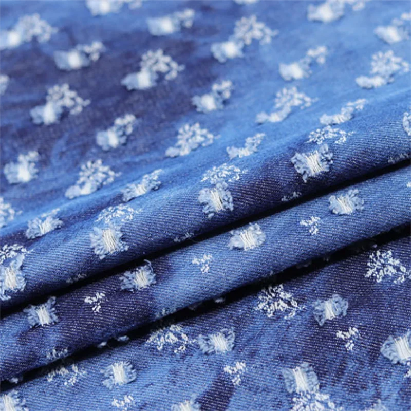 Легкая джинсовая ткань с маленькими отверстиями принтом тай-дай вязаные брюки