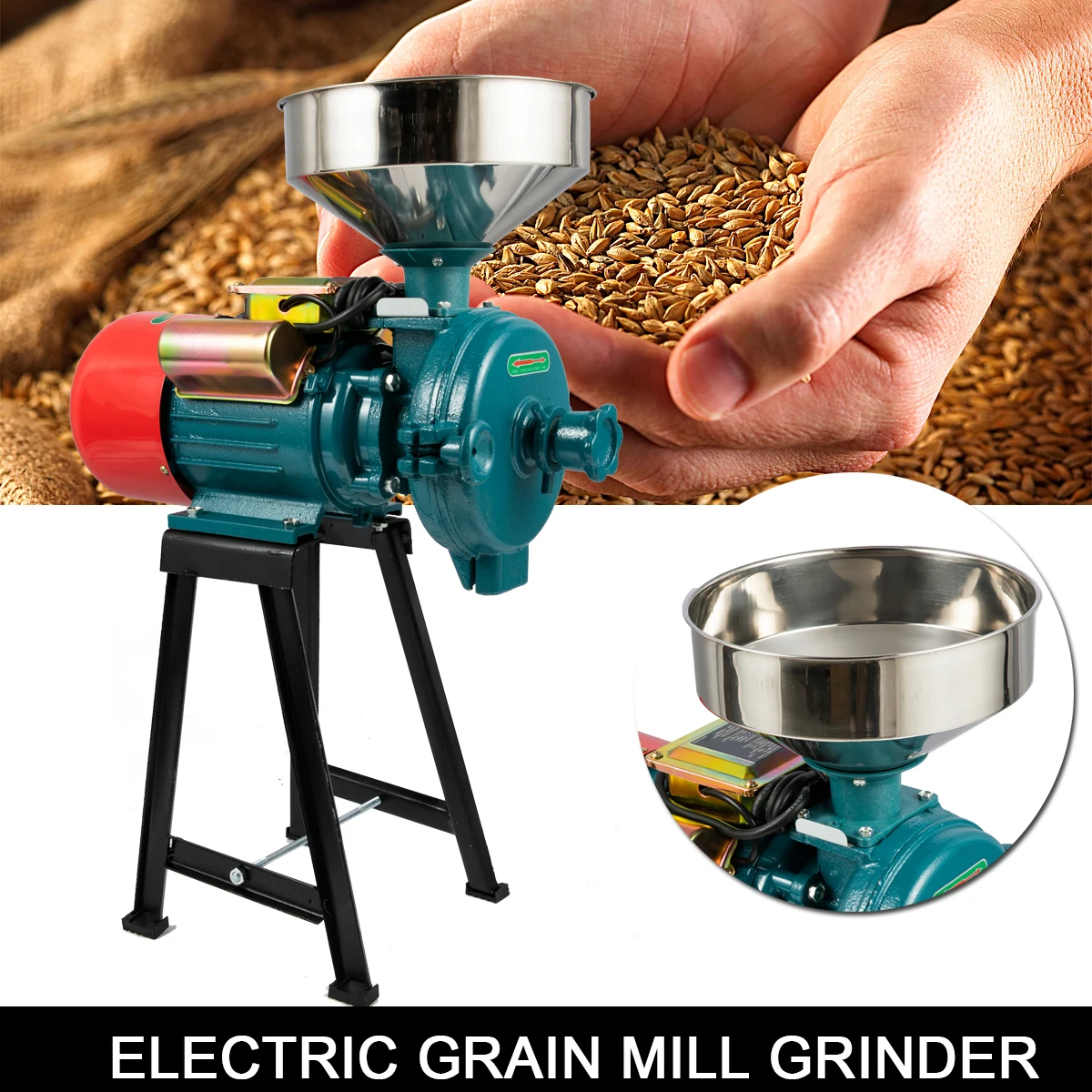 110V Electric Mills Grain Cereals Grinder Grinding Machine For Dry Wet Grain Soybean Corn Spice Herb Coffee Bean Wheat Rice