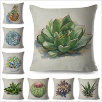 nordic style watercolor succulent plants pillow case polyester 45x45 decor cartoon cactus cushion cover for car sofa pillowcase