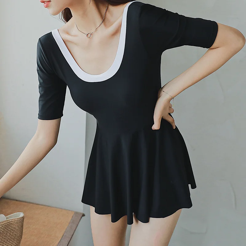 

Японский стиль, Цельный купальник с контролем живота, консервативный купальник с коротким рукавом, купальный костюм, женская пляжная одежд...