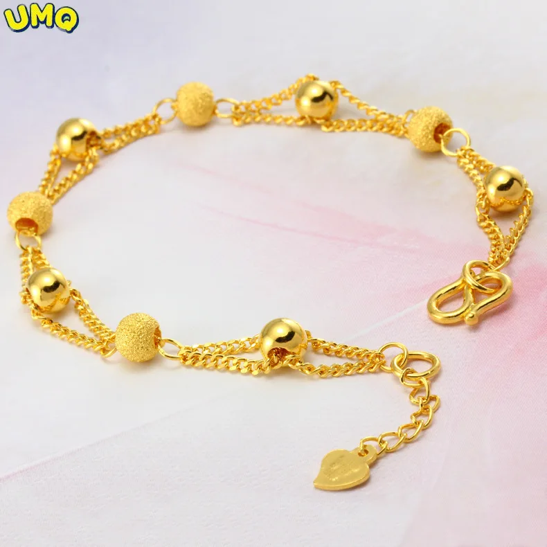 

Модный копия 100% настоящий золотой 24k переводной браслет матовый Lu Tong простой цепочка подарок 18K золото ювелирные изделия