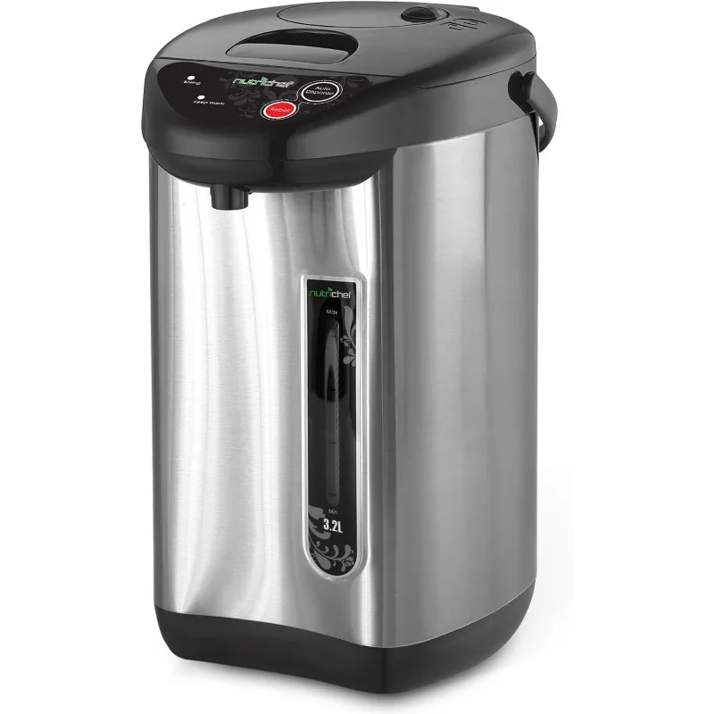 

NutriChef Hot Water Urn Pot Insulated Stainless Steel,Auto & Manual Dispense,Auto Boiler,Safety Lock Shutoff 3.38 QT /3.2L
