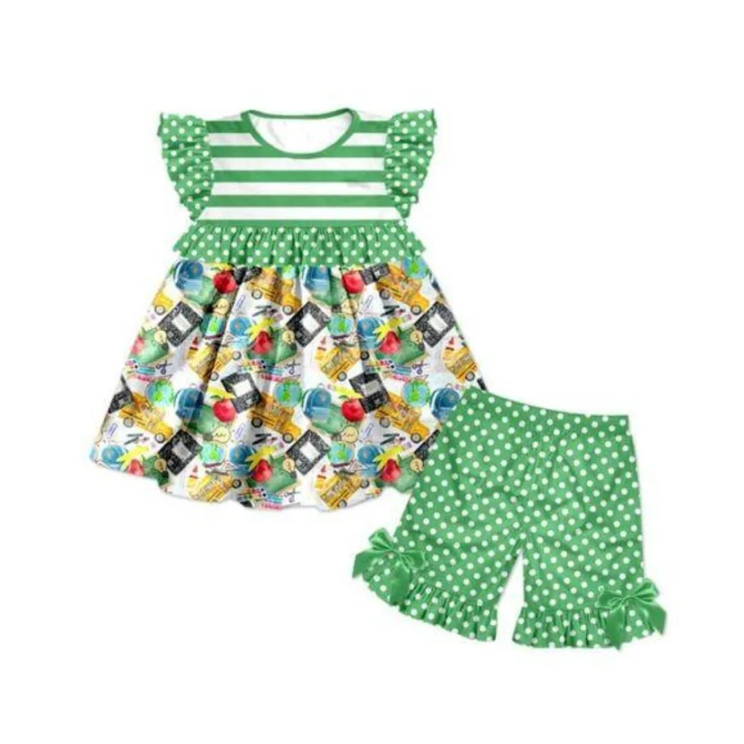 S Apple Print Set Cotton Milk Silk  Green Set