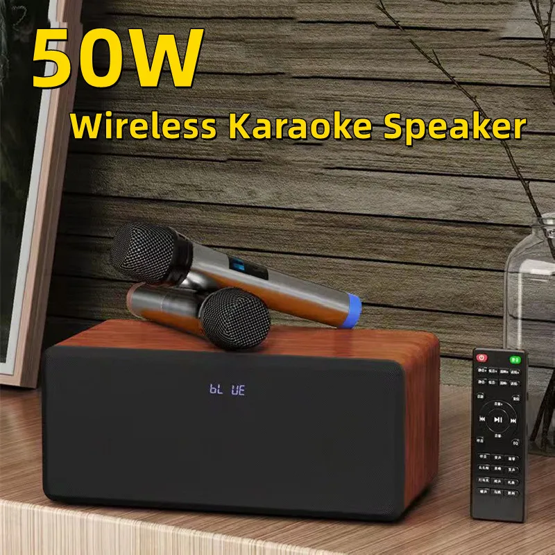 Караоке-Колонка мощностью 50 Вт Bluetooth-колонка с двойным микрофоном беспроводной
