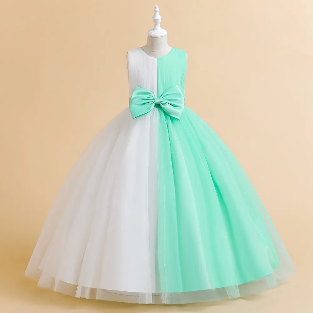 

New Two-Toned Fower Girl Dresses 2023Sleeveless Ballgown Princess Weddings First Communion Dress with Bow Pageant Gowns