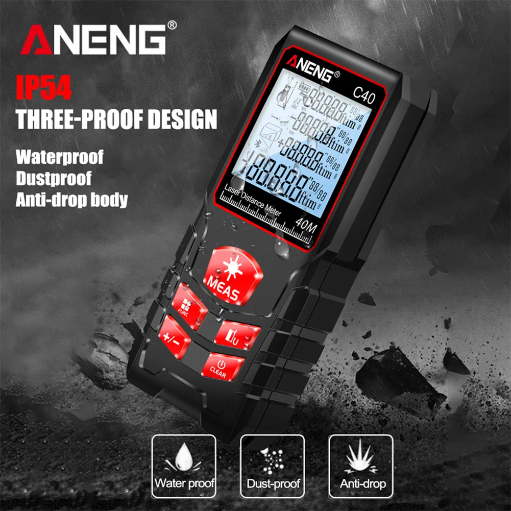 

40m/60m/80m/100m ANENG LCD Digital Portable Waterproof Laser Distance Meter Handheld Rangefinder Tape Measuring Instrument Ruler