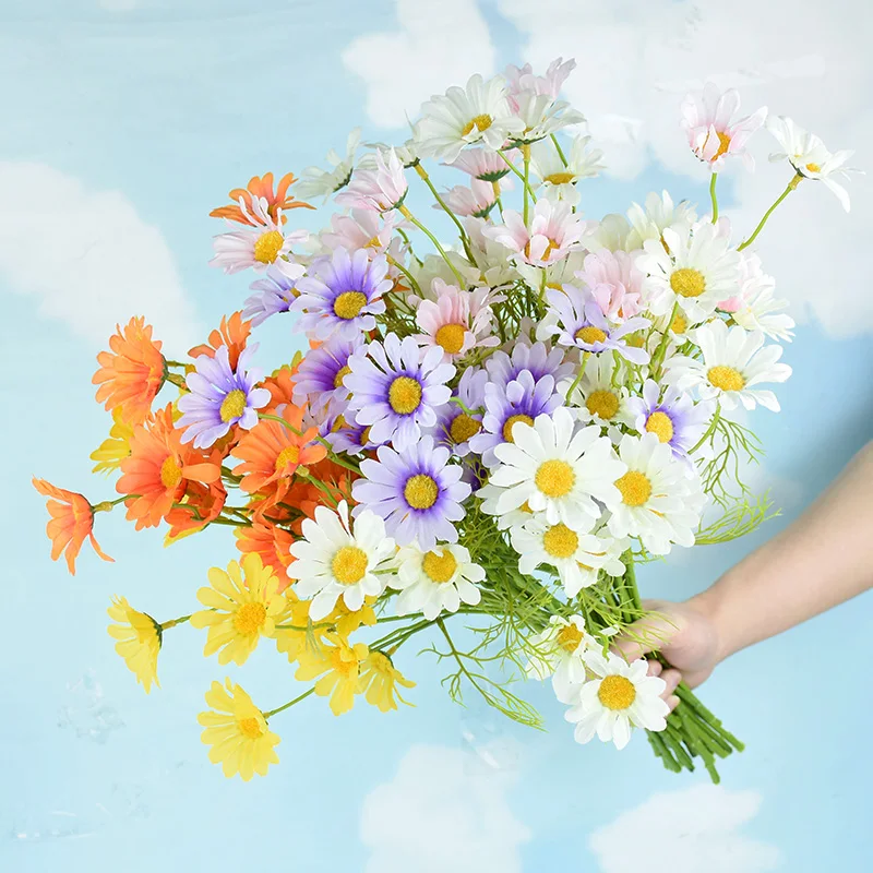 

5pcs Artificial Daisy Flower Bouquet Faux Daisy Flower for Wedding Party Decoration Home Garden Living Room Table DIY Vase Decor
