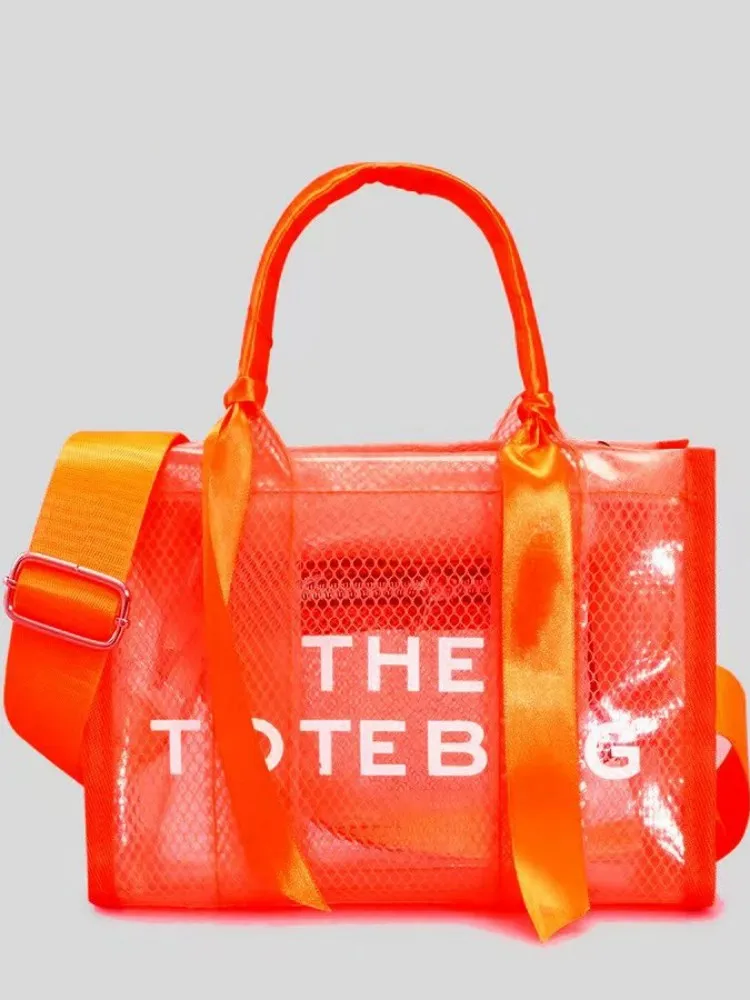 2023 Hot Selling Transparent Solid Color PVC Tote Bags Fashion Women's Shoulder Messenger Bags Large Capacity Portable Beach Bag