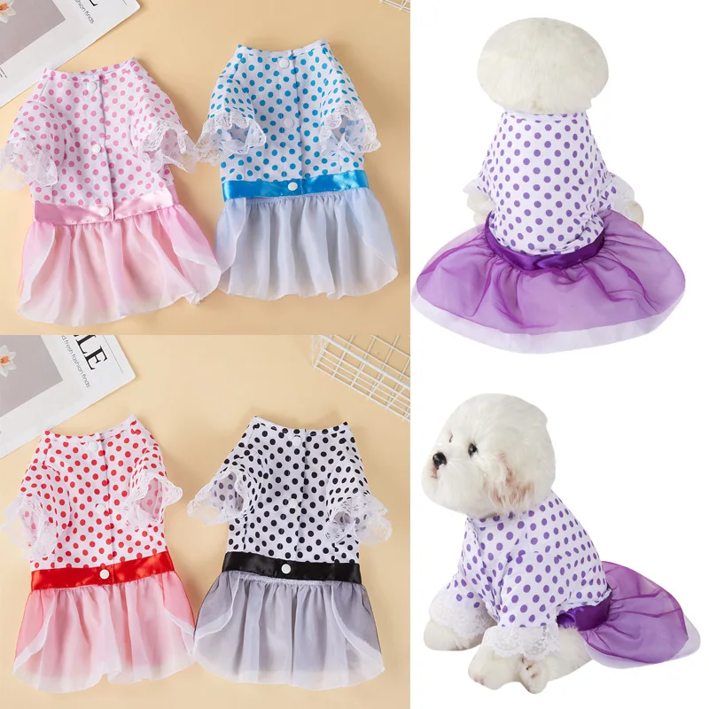 

Dog Summer Dress Cat Lace Skirt Pet Clothing Chihuahua Stripe Skirt Puppy Cat Princess Apparel Cute Puppy Clothe Dog Accessories