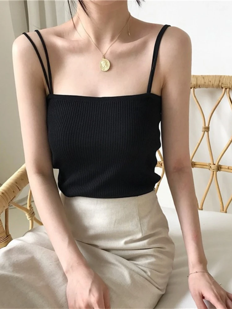 

Tees Tanks Tops for Women 2023 New In Korean Fashion Slim Casual Camis Solid Sexy Top Corset Streetwear Outfit Youthful