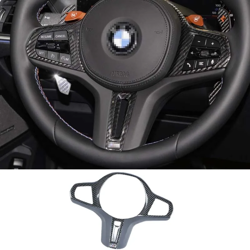 

Fit For BMW X5 G05 X5M F95 M5 F90 Real Carbon Fiber Car Steering Wheel Frame Cover M Performance Interior Replacment Car Kit