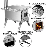 Tent Wood Stove 304 Stainless Steel W/Folding Pipe Wood Stove Multipurpose Camping Tent Heating Stove Outdoor Survival
