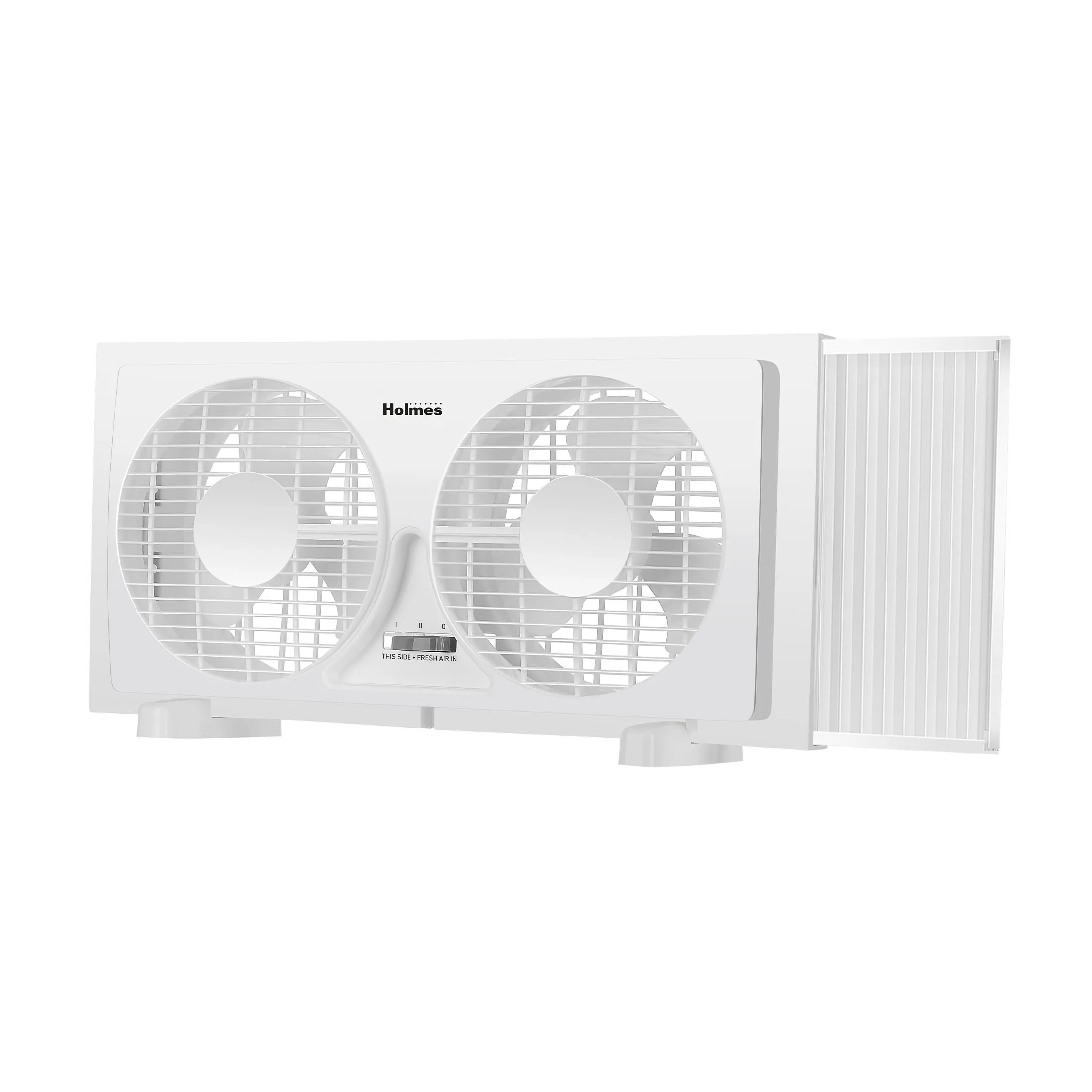 

9" Twin Blade Manual Window Fan, 2 Speeds, Reversible Airflow, 2 Extender Panels, White