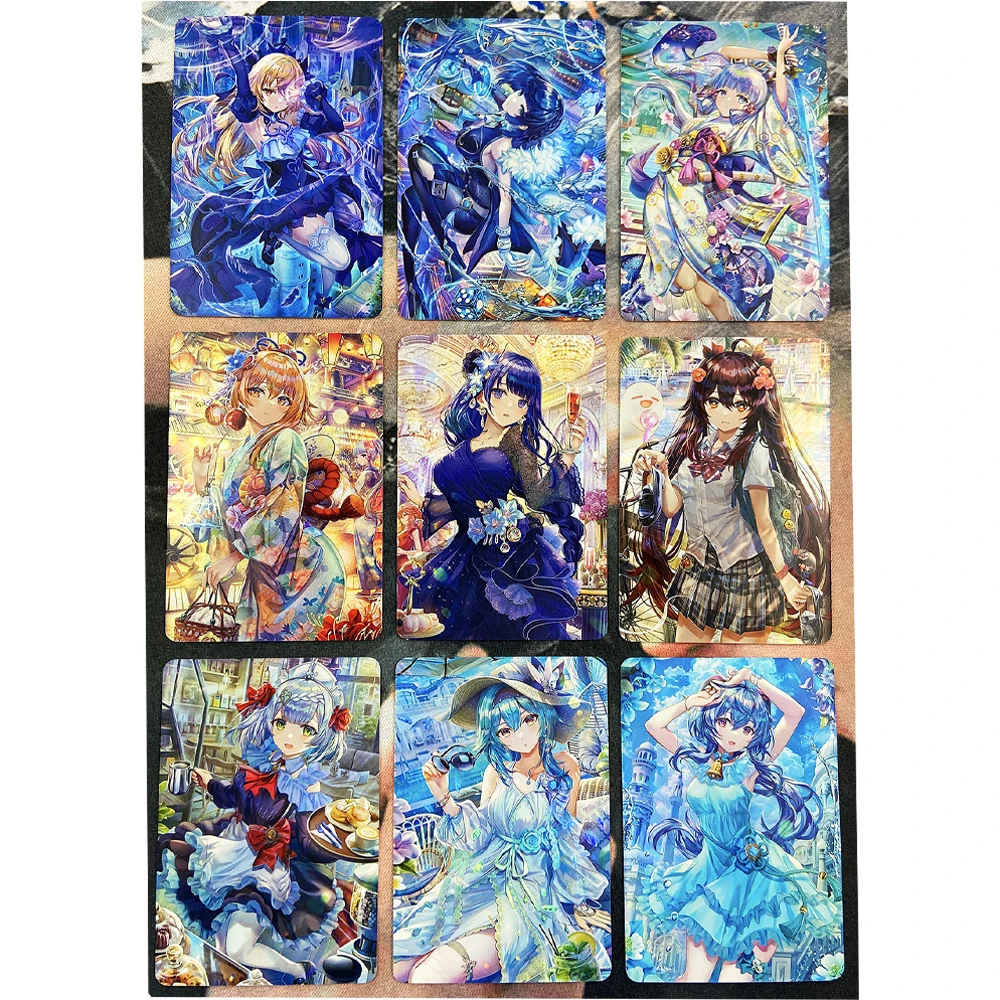 

9 шт./компл. Genshin ударопрочные преломляющие флэш-карты ACG Sexy Kawaii Beelzebul аниме девушка игра Аниме коллекционные карты подарки игрушки