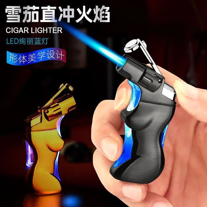 

Светящаяся Красивая ветрозащитная Зажигалка-это прохладный и высококачественный индивидуальный пистолет-распылитель в подарок для парня 카카산 산