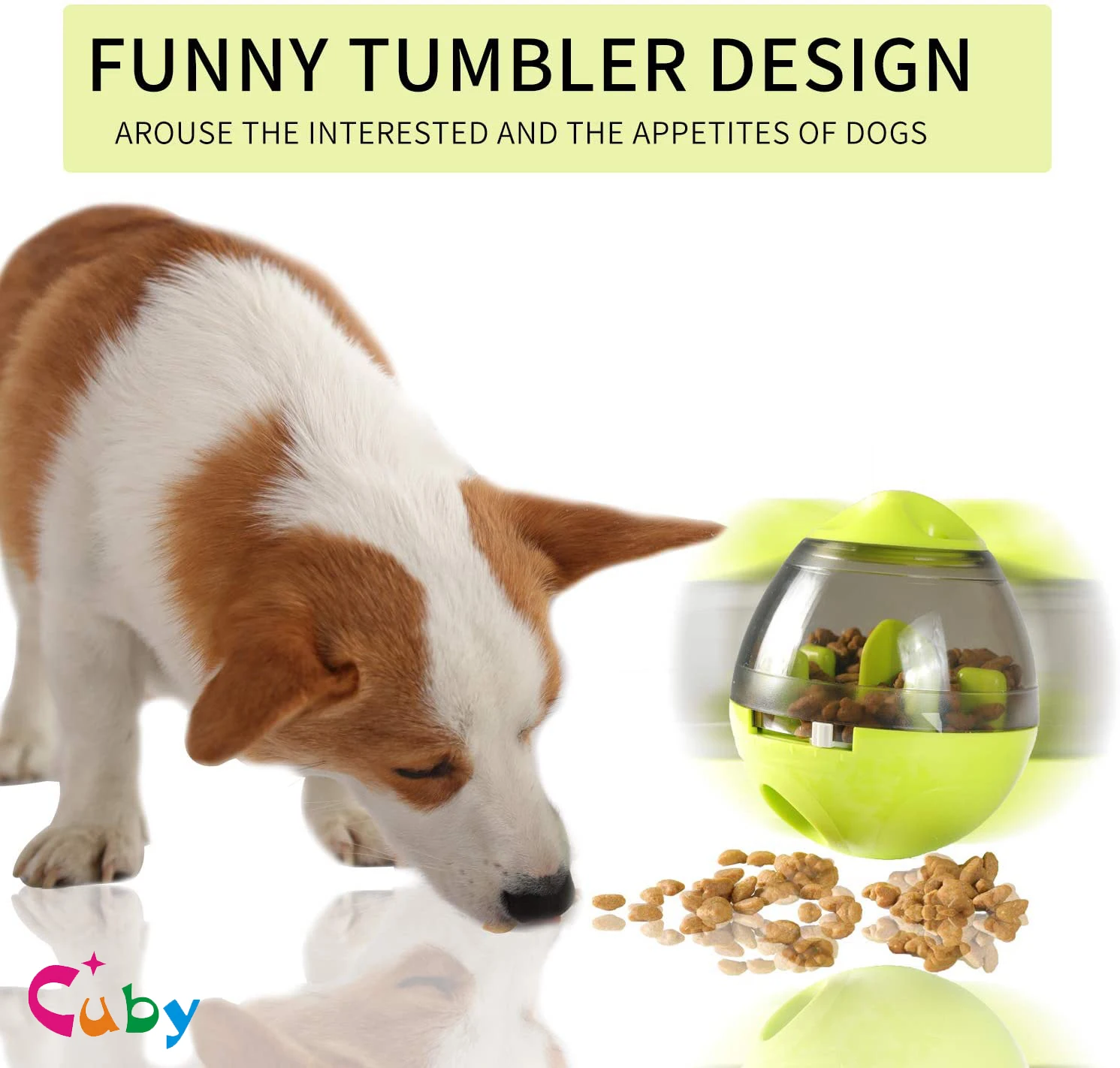 

CUBY Dog Food Treat Dispenser Toy Tumbler Design Heavy Duty Cat Stimulation Puzzle Feeder Toy Pets Slow Kibble Dispensing