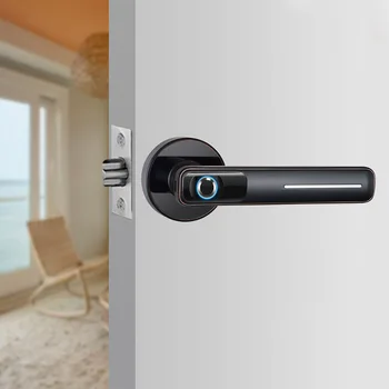 Keyless Entry Hotel Home Security Anti Theft Door Lock Bedroom Easy Install Handle Semiconductor Smart Fingerprint Office Room