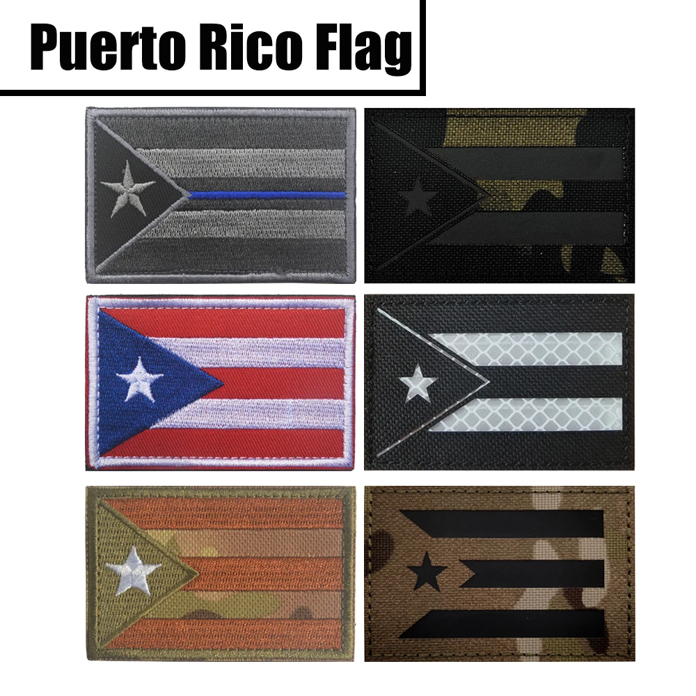 Нашивка с национальным флагом Пуэрто-Рико вышивка лазерная светоотражающая