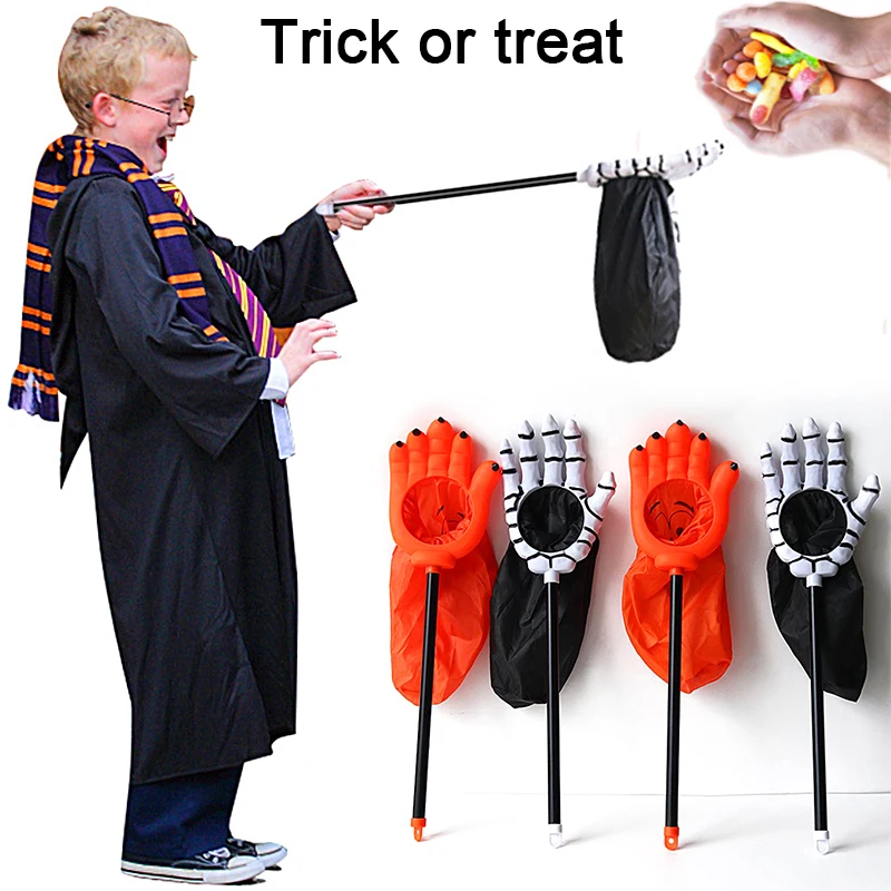 

Candy Bag Creative Halloween Palm Pumpkin Skull For Kids Trick Or Treat Gift Bag Begging Props Halloween Party Supplies